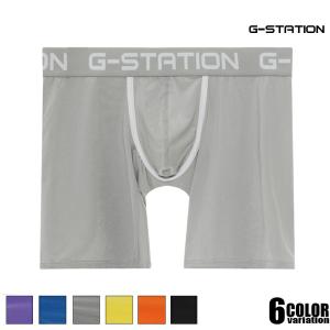 ボクサーパンツ G-Station/ジーステーション 水着系生地 スポーツストレッチ メンズボクサーパンツ ロングボクサー ホワイトデー