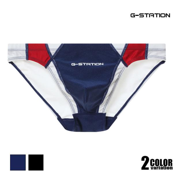 G-Station/ジーステーション ブロック＆クロスステッチデザイン 海水パンツ 海パン 競泳水着...