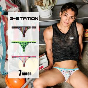 メンズTバック G-Station/ジーステーション POPプリント カラフル 男性下着　メンズ 千鳥柄 ヒョウ柄　レオパード 星柄 スター