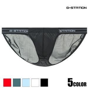 ビキニブリーフ G-Station ジーステーション　プレミアムチャイナ ロゴバンド ビキニ 透け フルバック シースルー ホワイトデー
