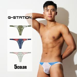 メンズTバック G-Station/ジーステーション ブロックカラー プレミアムチャイナ PERFECT SEE-THROUGH 男性下着