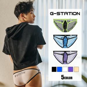 メンズビキニ G-Station/ジーステーション STC ミニマムフロント ロゴ入り メンズ ビキニ メンズ 男性下着 立体縫製 セクシー 透け