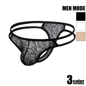 メンズTバック MEN MODE/メンモード エレガントレース　ダブルウエストバンド 立体縫製 凸フロント 透け シースルー