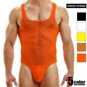 ModusVivendi/モダス ビベンディ Muslin Onesie メッシュ シースルーレスリングウェア シングレット T ホワイトデー｜asian-closet