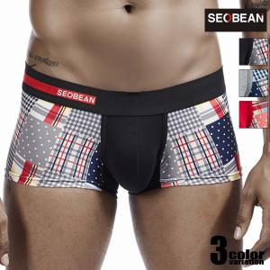 ボクサーパンツ SEOBEAN CHECKERED & DOT BOXER BRIEF ボクサーパンツ　男性下着パッチワーク ホワイトデー