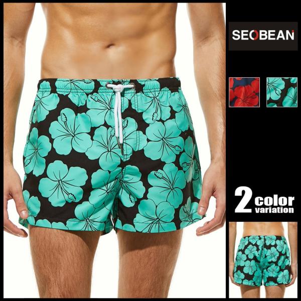 メンズ 水着 スイムウェア SEOBEAN セビン　ビッグハイビスカス柄　花柄　スイムウェア サーフ...