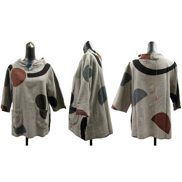 コットン/和テイスト/ブラウス/七分袖/大人/一点物/11-355