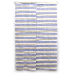 ブルーストライプが鮮やかな麻のれん(約 90cm×約150cm) / C-JN-1