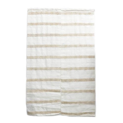 定番の白に茶系のボーダーをプラス！シンプルな麻のれん。(約90cm×約150cm) / C-JN-T...