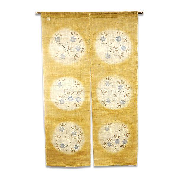 麻のれん / 和風 / イエロー / 円形花模様 / 90cm x 150cm / C-YN-91