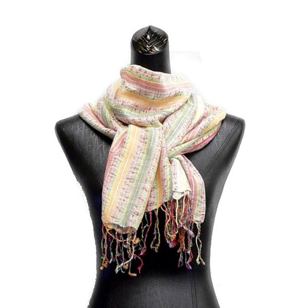 ざっくり感のあるラブリーなストール♪ストライプストール / インド製 / メール便対応 / IS07...