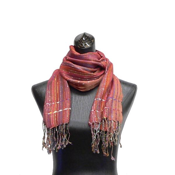 ゴールドのラメがキラリ☆ストライプストール / インド製 / メール便対応 / IS07-S13