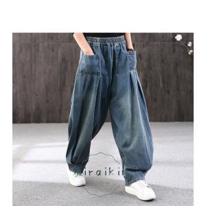 サルエルパンツ デニムパンツ コクーンデニム ...の詳細画像4