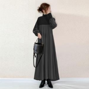 ワンピースハイネック 秋冬 暖かい ロングワン...の詳細画像2