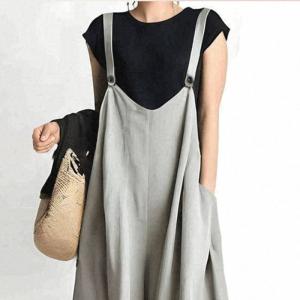 サロペット レディース 夏服 ワイドパンツ ボ...の詳細画像3