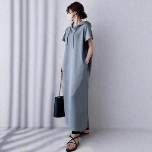 ワンピース 半袖 レディース 夏服 フード付き...の詳細画像1