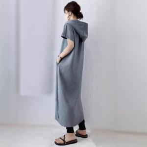 ワンピース 半袖 レディース 夏服 フード付き...の詳細画像3