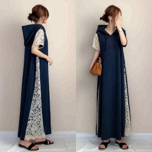ワンピース 半袖 レディース 夏服 レース切り...の詳細画像5