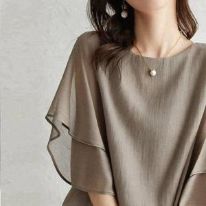 シフォンブラウス レディース 夏服 半袖 ドル...の詳細画像2