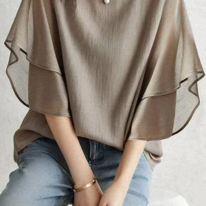 シフォンブラウス レディース 夏服 半袖 ドル...の詳細画像3