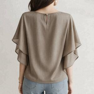 シフォンブラウス レディース 夏服 半袖 ドル...の詳細画像4