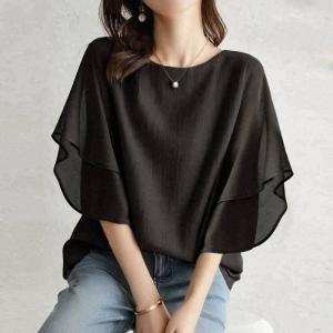 シフォンブラウス レディース 夏服 半袖 ドル...の詳細画像5