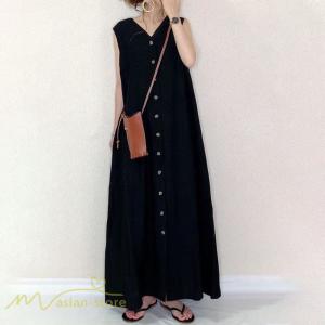 ワンピース レディース 夏物 袖なし vネック...の詳細画像1