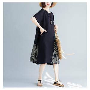 ワンピース 半袖 リネンワンピース 膝丈 エス...の詳細画像1