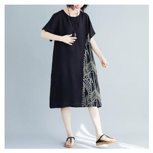 ワンピース 半袖 リネンワンピース 膝丈 エス...の詳細画像3