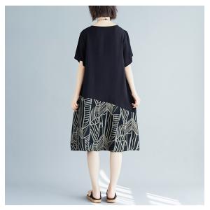 ワンピース 半袖 リネンワンピース 膝丈 エス...の詳細画像4