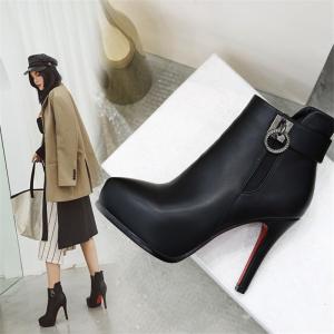 ブーツ ショートブーツ ブーツ大きいサイズ ハイヒール ブーティー ピンヒール ファスナー ブーティ シューズ 美脚脚長 レディースファッション 26.5cm