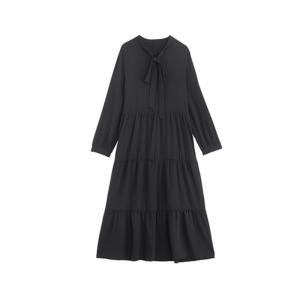 長袖ワンピース シフォンワンピース 黒ワンピー...の詳細画像4