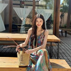キャミソールワンピース 花柄 ノースリーブ ロ...の詳細画像3