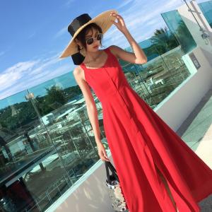 ロングワンピース 2020春夏 キャミワンピ レディース マキシ丈ワンピ リゾートワンピース 背中見せ 海旅行 フレアワンピース セクシー 無地 S M L XL