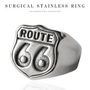 純銀メダル　ルート66 リング メンズ ステンレス サージカルステンレス 指輪 ROUTE66