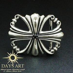 バックル 金具 シルバーMIXクロスバックル バイカー レザーベルト