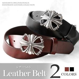 バックルベルト レザーベルト メンズ 本革 アイアンクロスバックル