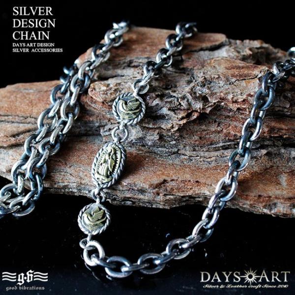 ネックレス シルバー925 デザインチェーン ブラス マリア ピジョン キリスト教文化 バイカラー ...