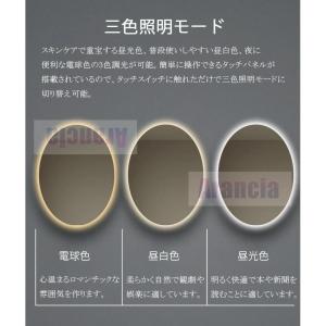壁掛けミラー LED付き 楕円形 オーバル 女...の詳細画像3