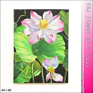 バリ絵画　壁掛け　ロータス 蓮の花の絵 ３ Pak sill 作 PIC-0074-3｜asianlamp-cahaya