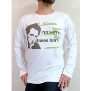 生きててゴメン？！太宰治の長袖Ｔシャツ【サイズ：S 、M 、L 、XL】文豪ロンT　小説家の長袖Ｔシャツ　長袖太宰Ｔシャツ【送料無料】【ラッピング無料】