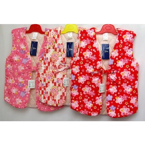 キッズ半天　女の子　裏面キルト加工　軽くて温かい　８０/１００/１１０/１２０サイズ