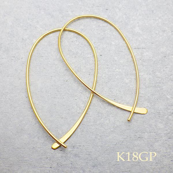 フープ ピアス 18金 仕上げ K18GP アレルギー対応 レディース ひねり フック 大ぶり シル...
