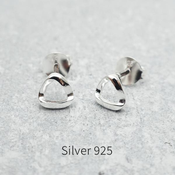 ピアス レディース シルバー925 ねじれ三角 金属アレルギー対応 silver 小さめ アクセサリ...