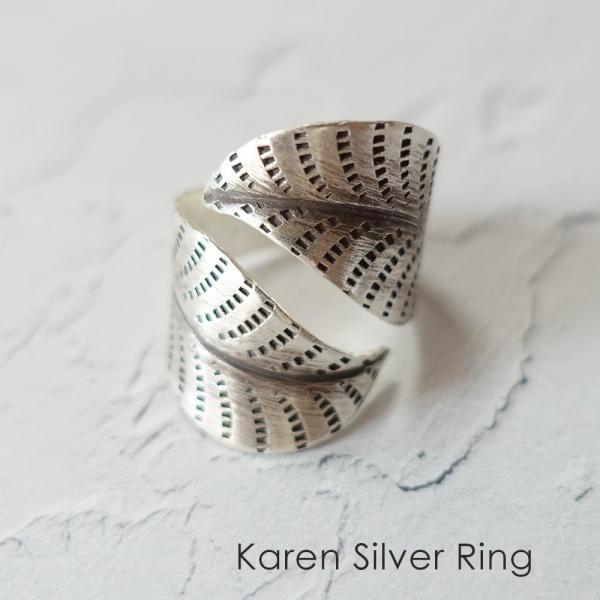 カレンシルバーリング 指輪 レディース メンズ リーフ フリー シルバー925 シルバー950 アレ...