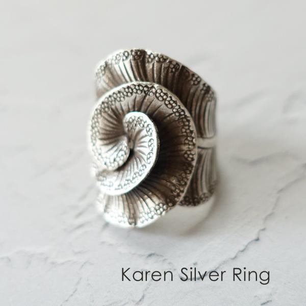 カレンシルバーリング 指輪 レディース フラワー フリー シルバー925 シルバー950 太め アレ...