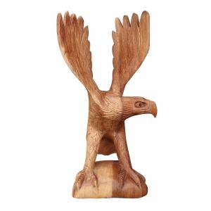 イーグルの木彫り50cm 左向き 鷲の木彫り置物 オブジェ 鳶の置物 鳥の