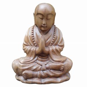 ブッダの木彫り リラックスブッダ 25cm 座像 スワール無垢材 木製仏像