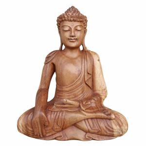 ブッダの木彫り 31cm 座像 スワール無垢材 木製仏像 仏陀置物 釈迦