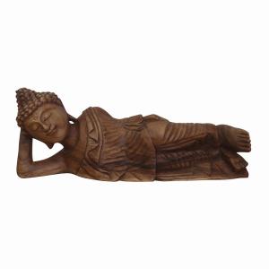 涅槃像 ブッダの木彫り 40cm スワール無垢材 涅槃仏像 釈迦入滅 木製 Nirvana Buddha statue　080780｜asiantique